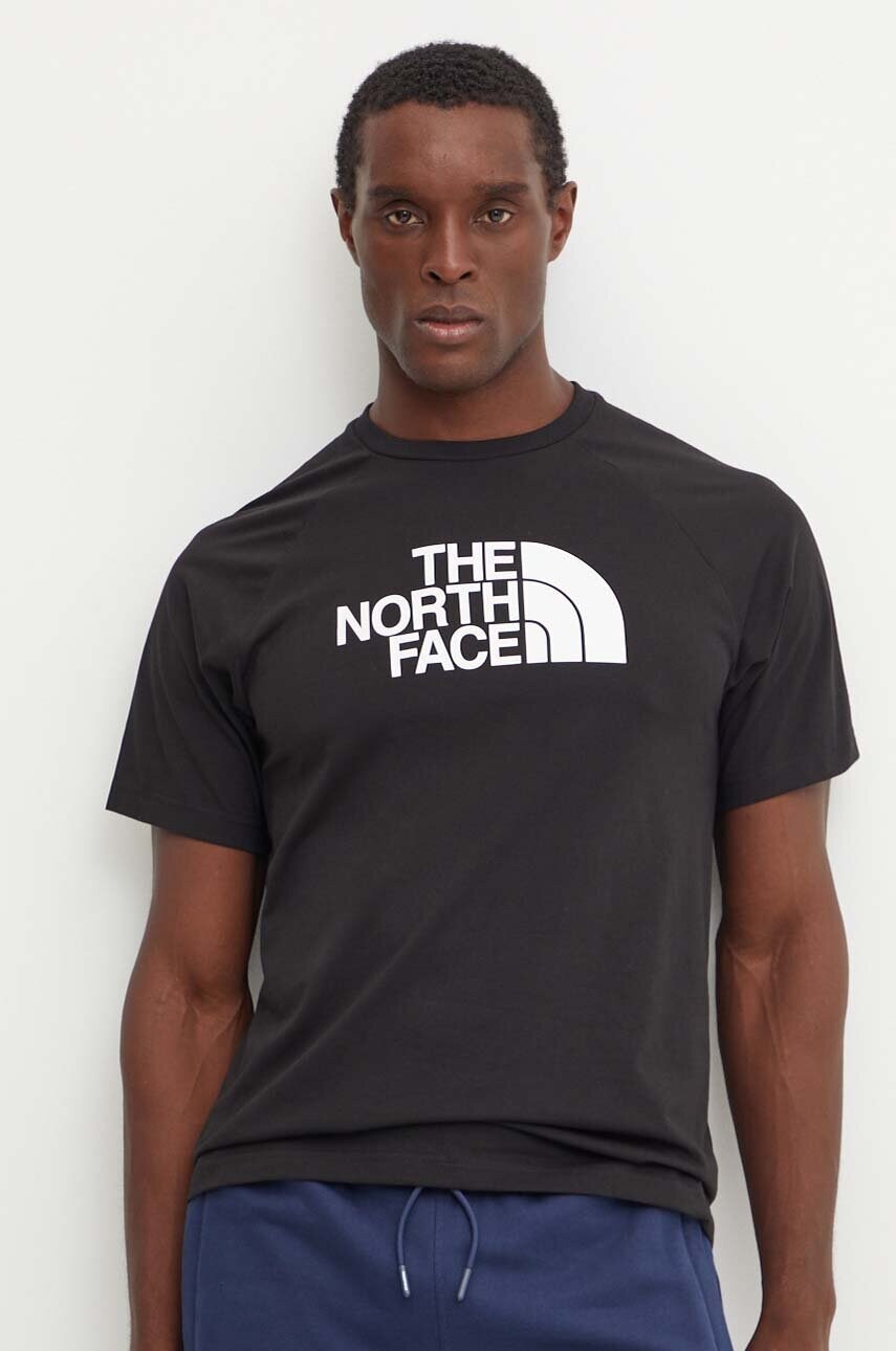 The North Face tricou Raglan Easy Tee barbati, culoarea negru, cu imprimeu, NF0A8A6EJK31