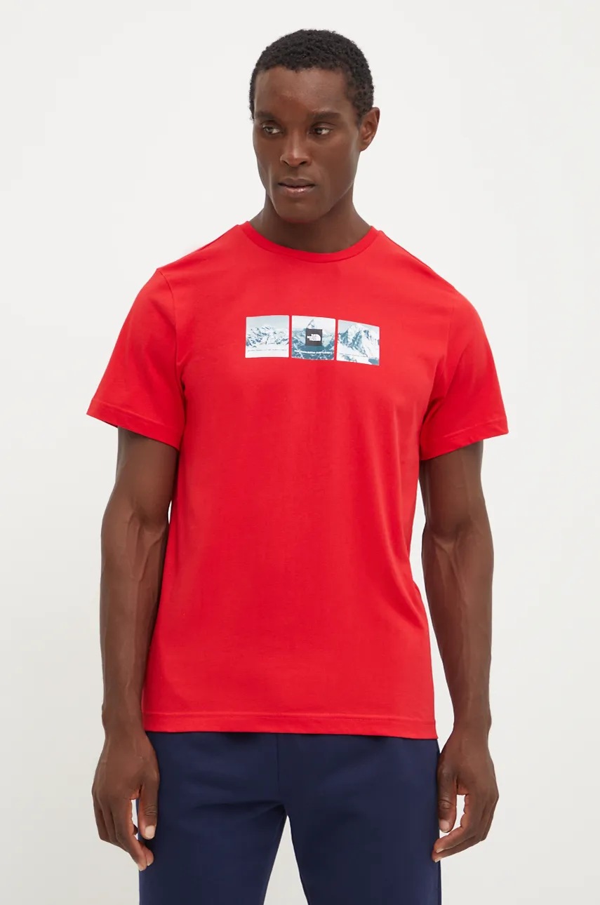 

Памучна тениска The North Face Tee Expedition System в червено с принт NF0A89DC6821, Червен