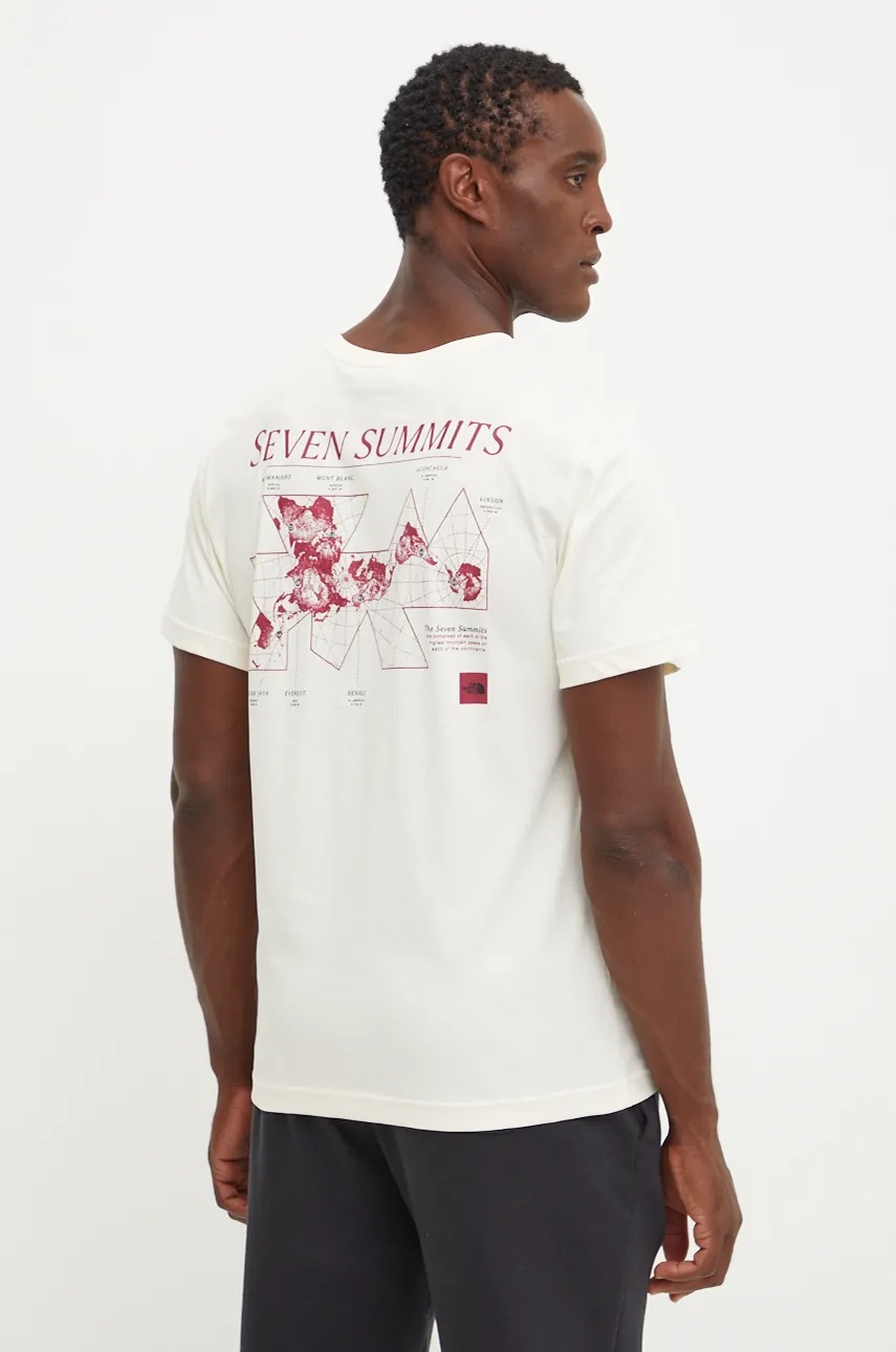 

Памучна тениска The North Face Tee Topographic в бежово с принт NF0A89DQQLI1, Бежов