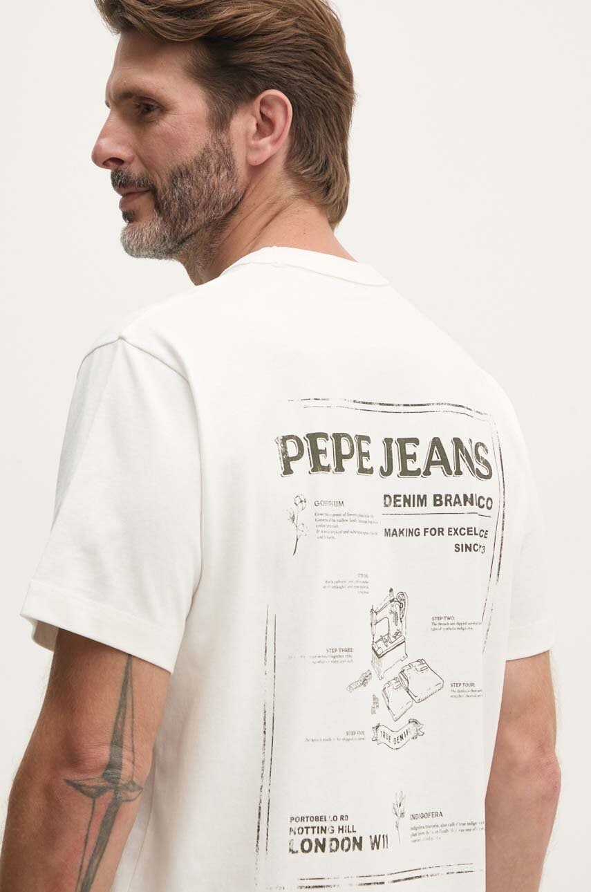 Pepe Jeans pamut póló AUSTIN fehér, férfi, nyomott mintás, PM509631 akciós termékkép 1