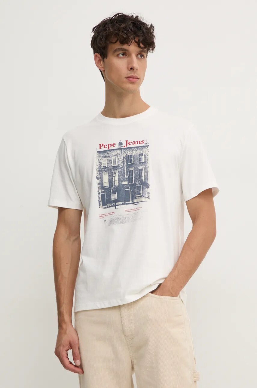 Levně Bavlněné tričko Pepe Jeans SOREN TEE bílá barva, s potiskem, PM509635
