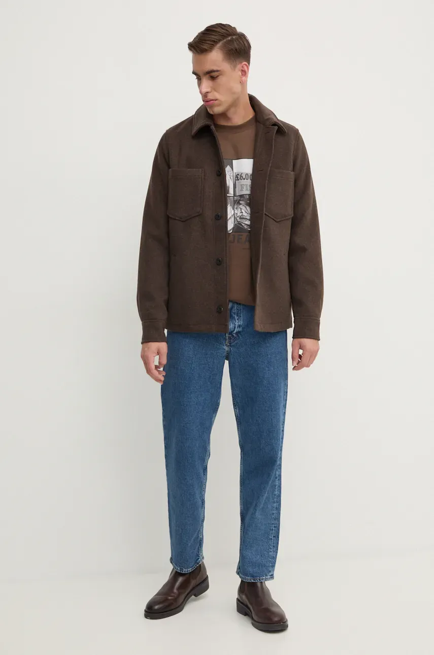 Хлопковая футболка Pepe Jeans AWEST мужская цвет коричневый с принтом PM509641 Хлопковая футболка Pepe Jeans AWEST мужская цвет коричневый с принтом PM509641