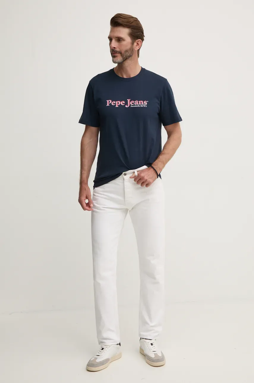 Футболка Pepe Jeans SOMERS TEE мужская цвет синий с принтом PM509649 Футболка Pepe Jeans SOMERS TEE мужская цвет синий с принтом PM509649