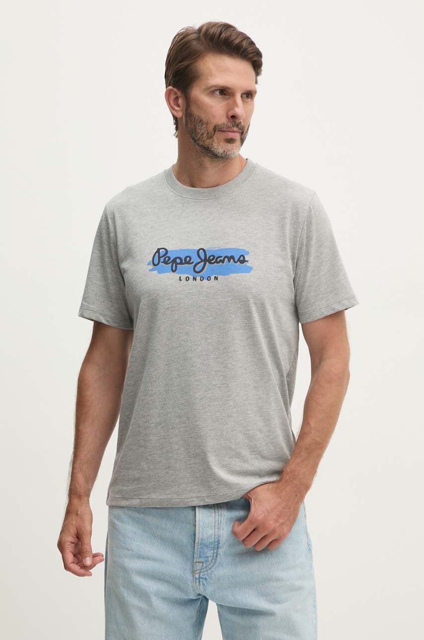 Pepe Jeans tricou ARSHAM barbati, culoarea gri, cu imprimeu, PM509713