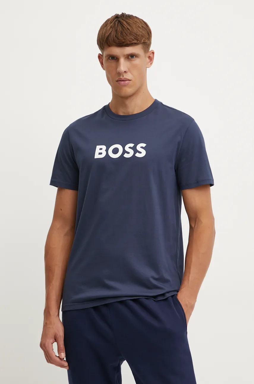 BOSS tricou barbati, culoarea albastru marin, cu imprimeu, 50505674