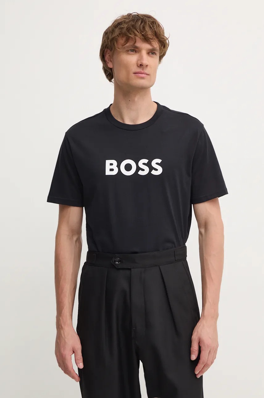 BOSS tricou barbati, culoarea negru, cu imprimeu, 50505674