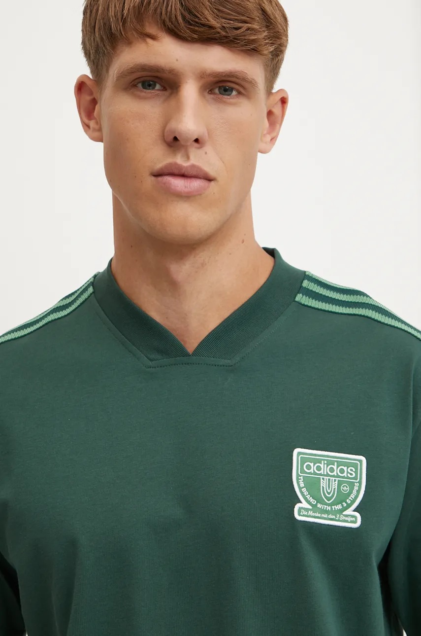 Βαμβακερό μπλουζάκι adidas Originals ανδρικό, χρώμα: πράσινο, IW3240 φωτογραφία
