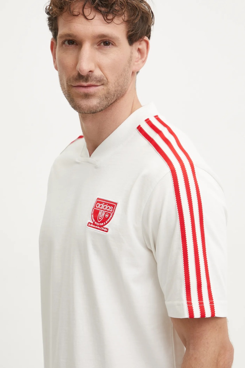 Βαμβακερό μπλουζάκι adidas Originals ανδρικό, χρώμα: μπεζ, IX9633 φωτογραφία