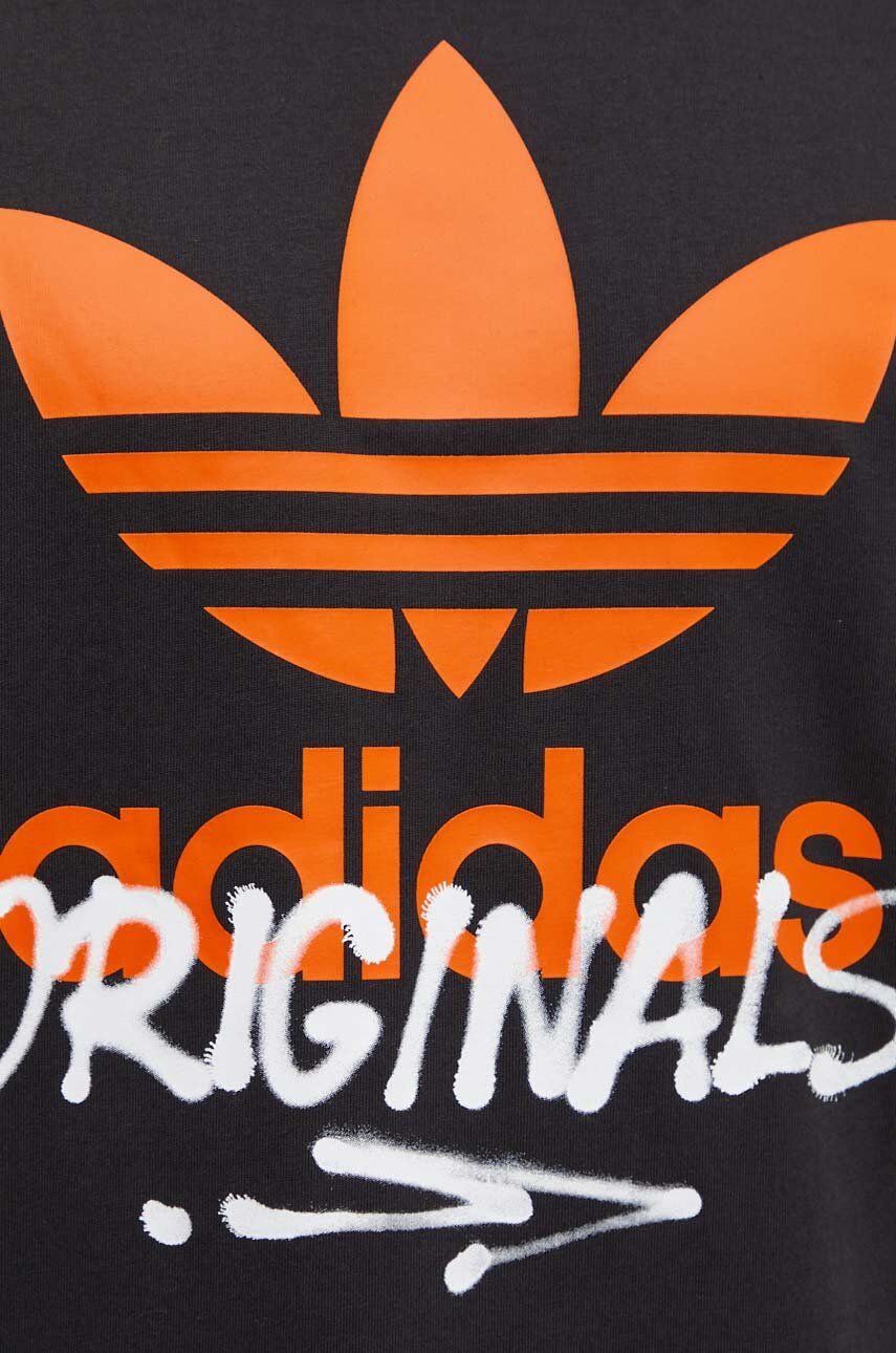 Pamučna Majica Adidas Originals Za Muškarce, Boja: Crna, S Tiskom, IZ2578