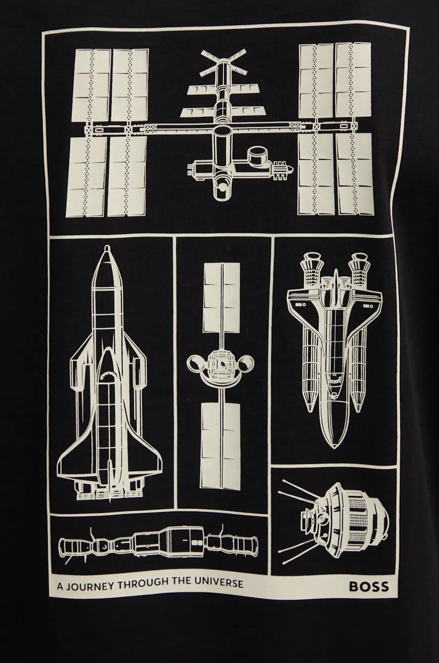 Βαμβακερή μπλούζα με μακριά μανίκια Boss Orange χρώμα: μαύρο, 50528213 φωτογραφία