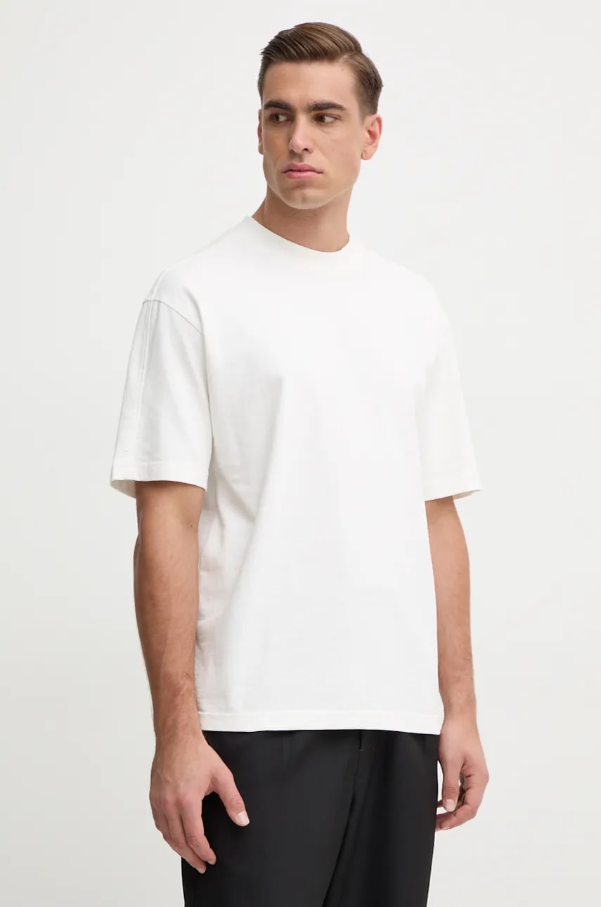 Boss Orange tricou din bumbac barbati, culoarea alb, neted, 50528468