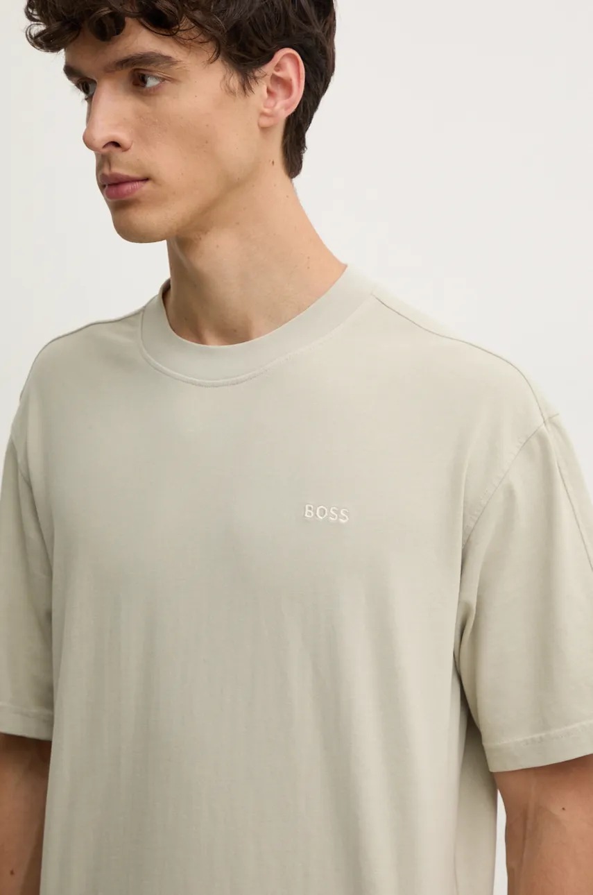 Βαμβακερό μπλουζάκι Boss Orange ανδρικό, χρώμα: μπεζ, 50528468 φωτογραφία