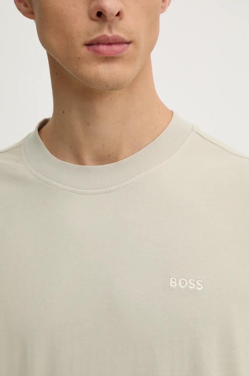 Βαμβακερό μπλουζάκι Boss Orange ανδρικό, χρώμα: μπεζ, 50528468 φωτογραφία