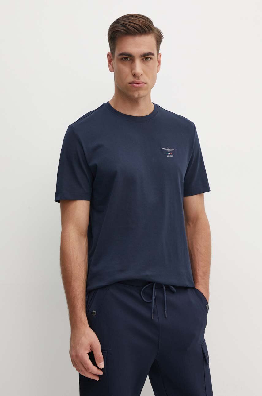 Aeronautica Militare tricou din bumbac barbati, culoarea albastru marin, cu imprimeu, TS2301J592