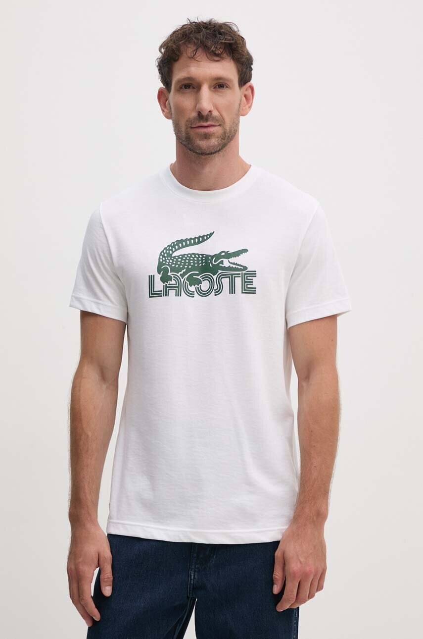 Lacoste tricou barbati, culoarea bej, cu imprimeu, TH2508