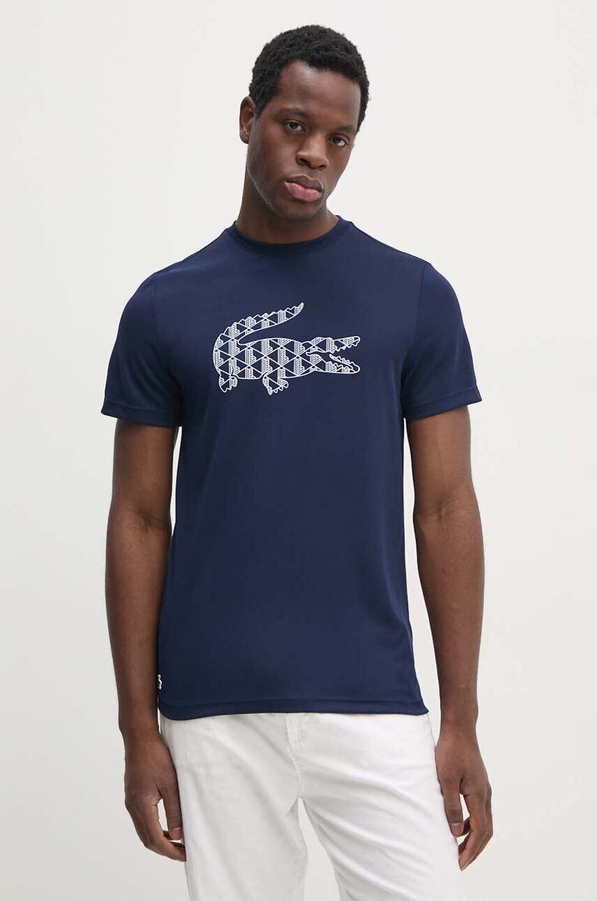 Lacoste tricou barbati, culoarea albastru marin, cu imprimeu, TH2623