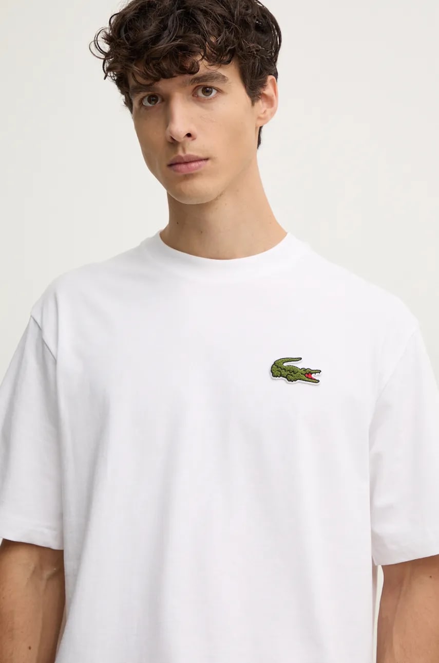 Lacoste tricou barbati, culoarea alb, neted, TH2745 Lacoste tricou barbati, culoarea alb, neted, TH2745