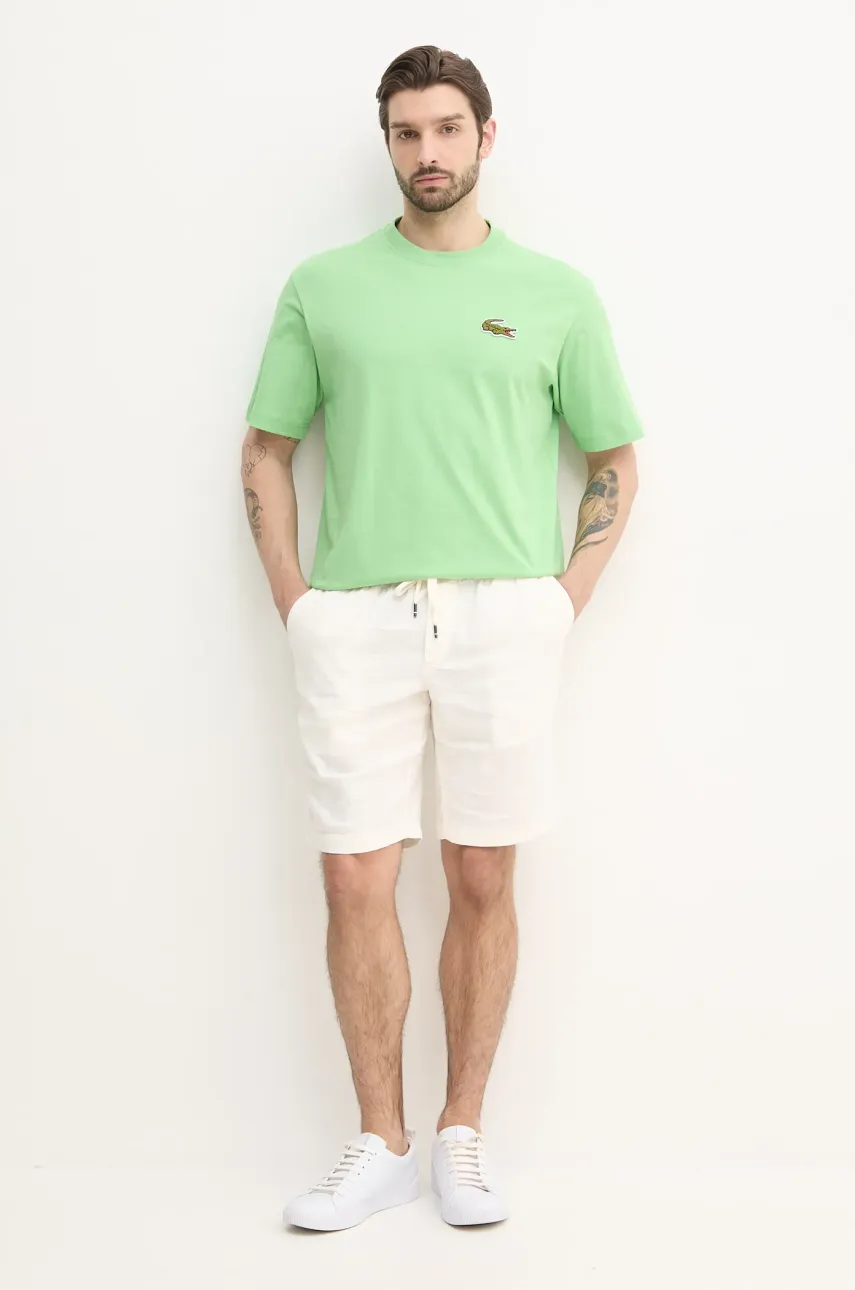 Футболка Lacoste мужская цвет зелёный однотонная TH2745 Футболка Lacoste мужская цвет зелёный однотонная TH2745