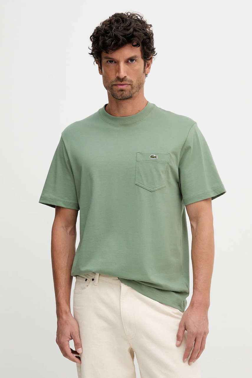Lacoste tricou din bumbac culoarea alb, uni, TH2827