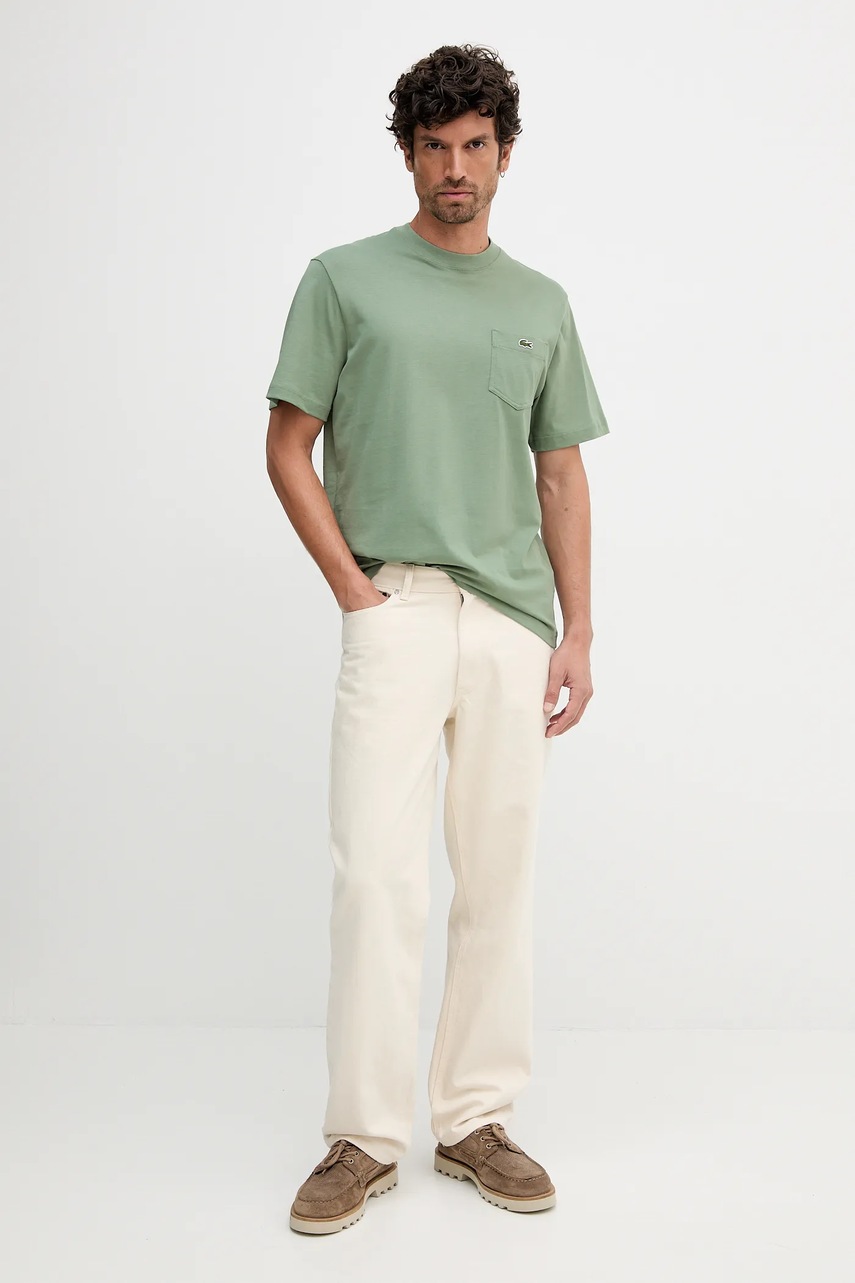 Хлопковая футболка Lacoste цвет белый однотонная TH2827