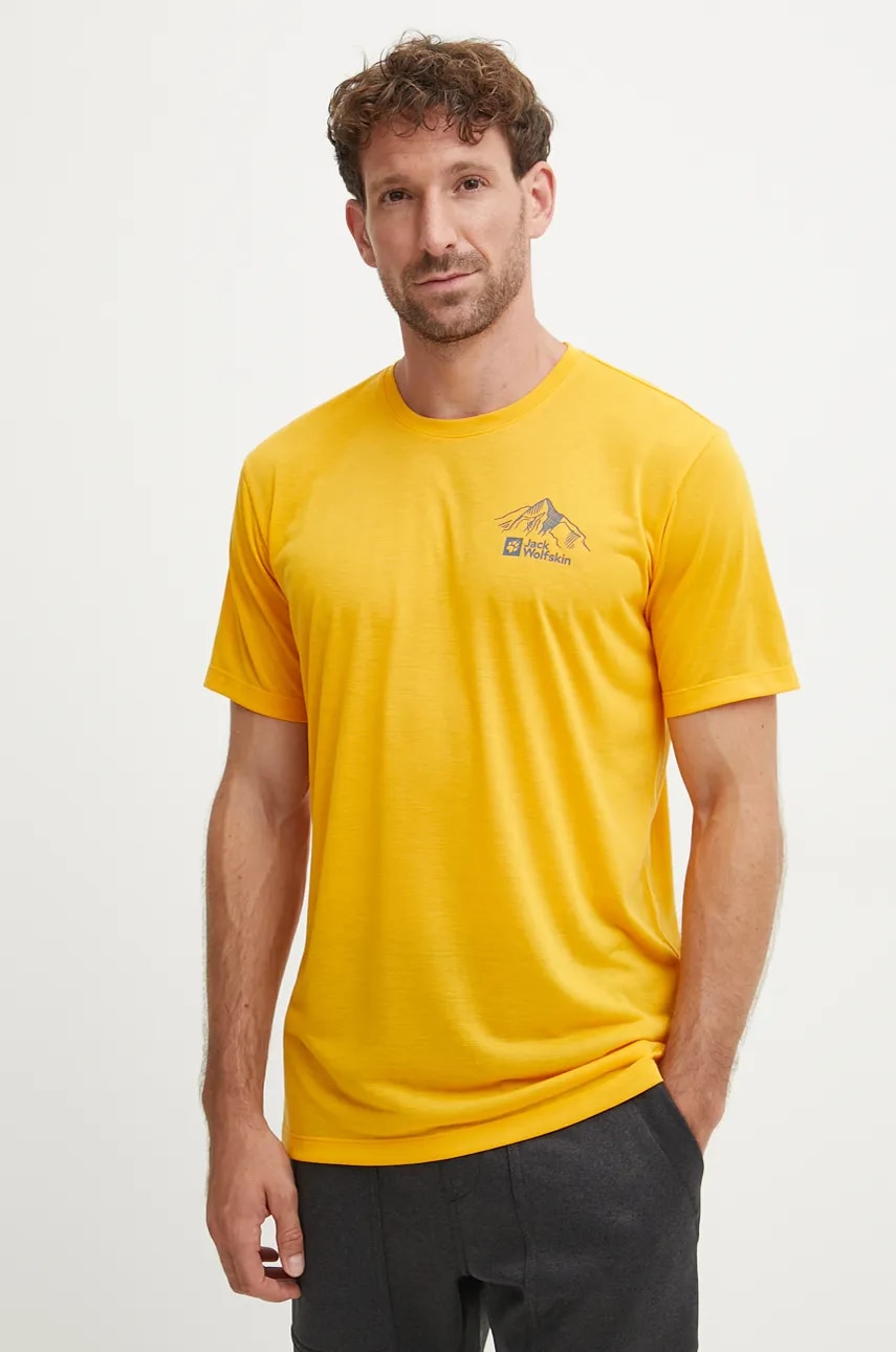 Levně Sportovní tričko Jack Wolfskin Vonnan oranžová barva, s potiskem, A62314