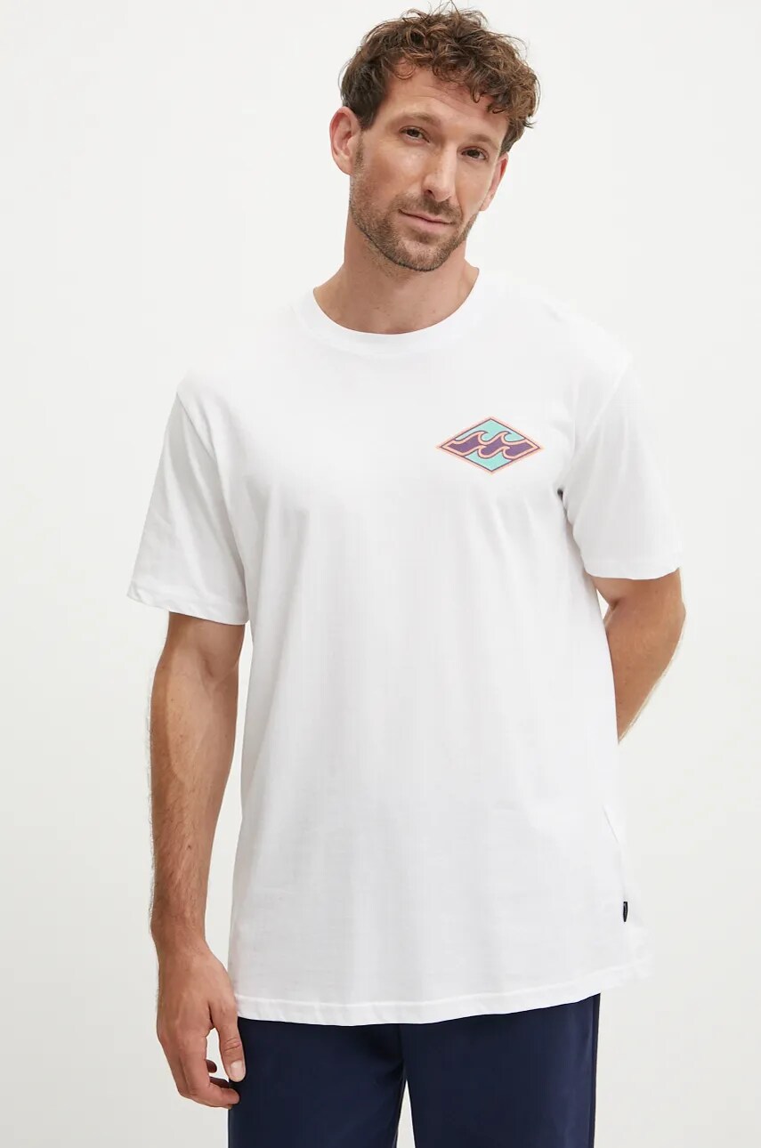 Billabong tricou din bumbac Crayon Wave barbati, culoarea alb, cu imprimeu, ABYZT02443