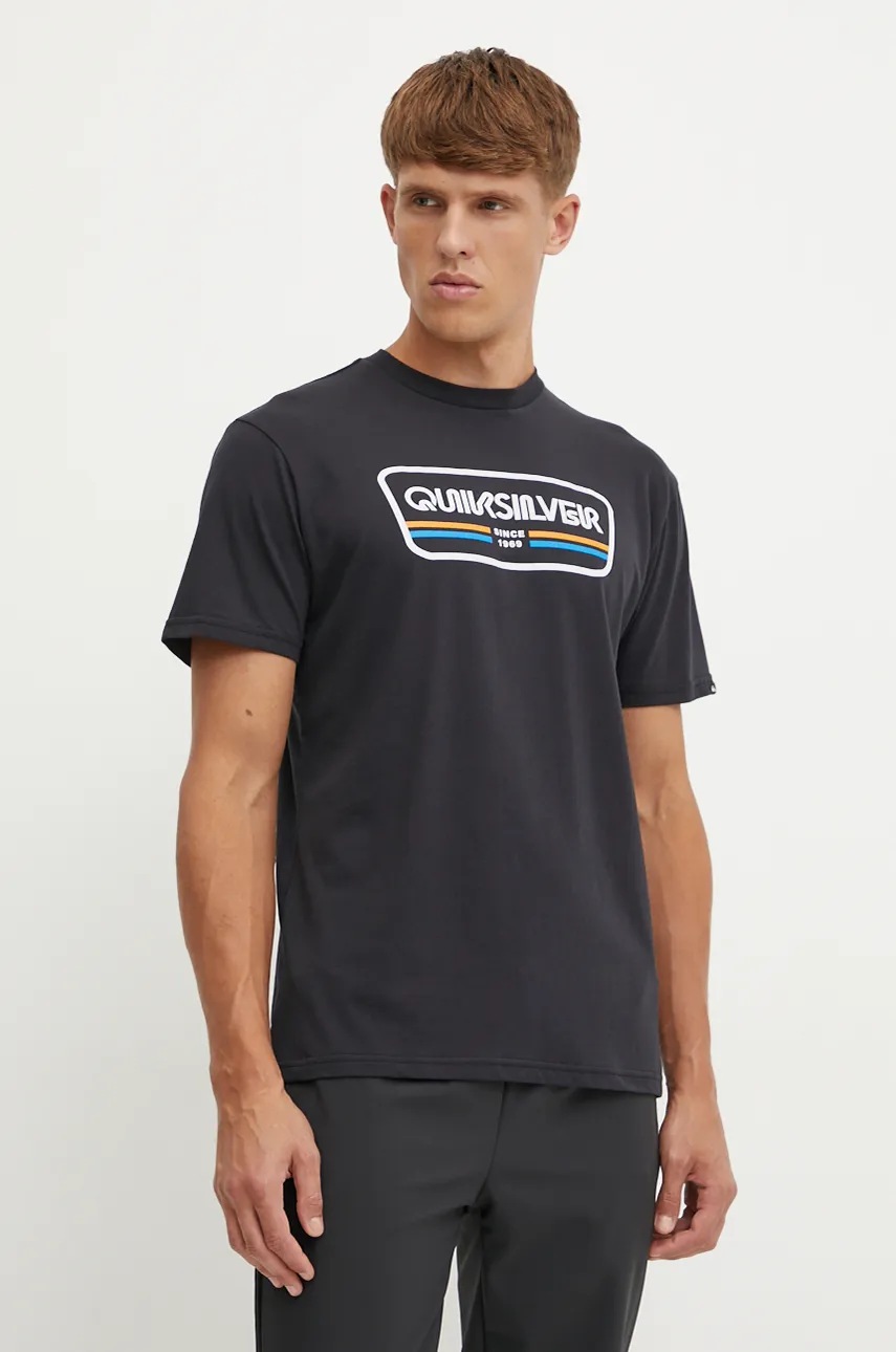 

Тениска Quiksilver Range Life Front в черно с принт EQYZT07911, Черен