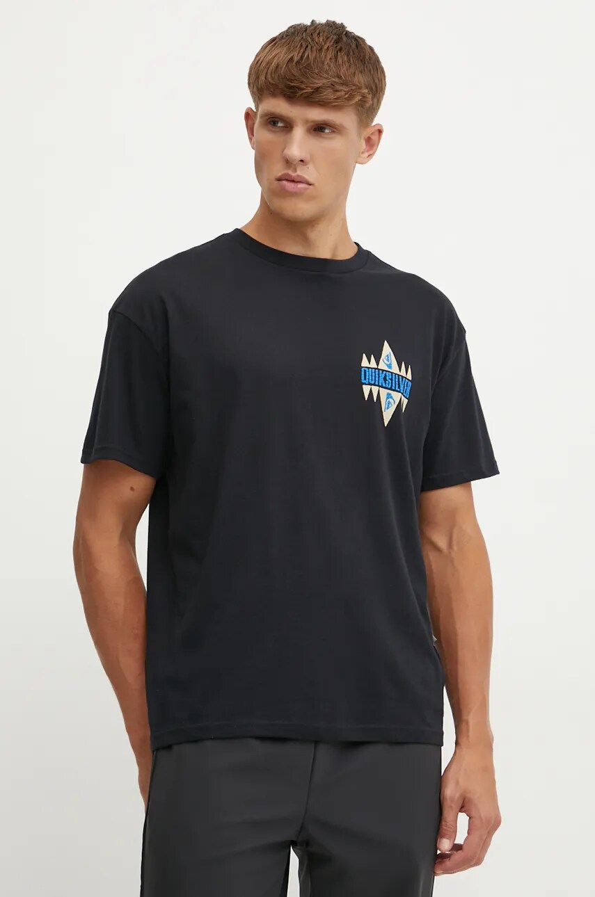 Quiksilver tricou Geo Quik barbati, culoarea negru, cu imprimeu, EQYZT07829