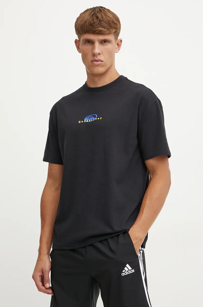 Quiksilver tricou Thermal Logo Mer barbati, culoarea negru, cu imprimeu, AQYZT09916