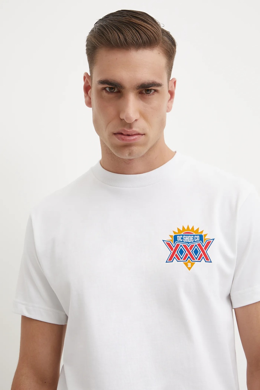 Βαμβακερό μπλουζάκι DC Go Home ανδρικό, χρώμα: άσπρο, ADYZT05429 φωτογραφία