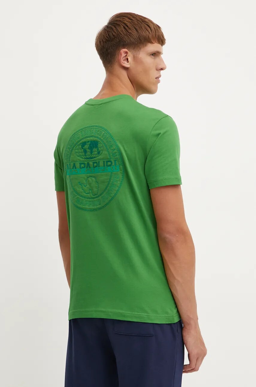 Napapijri tricou S-Kander barbati, culoarea verde, cu imprimeu, NP0A4I9UG1T1
