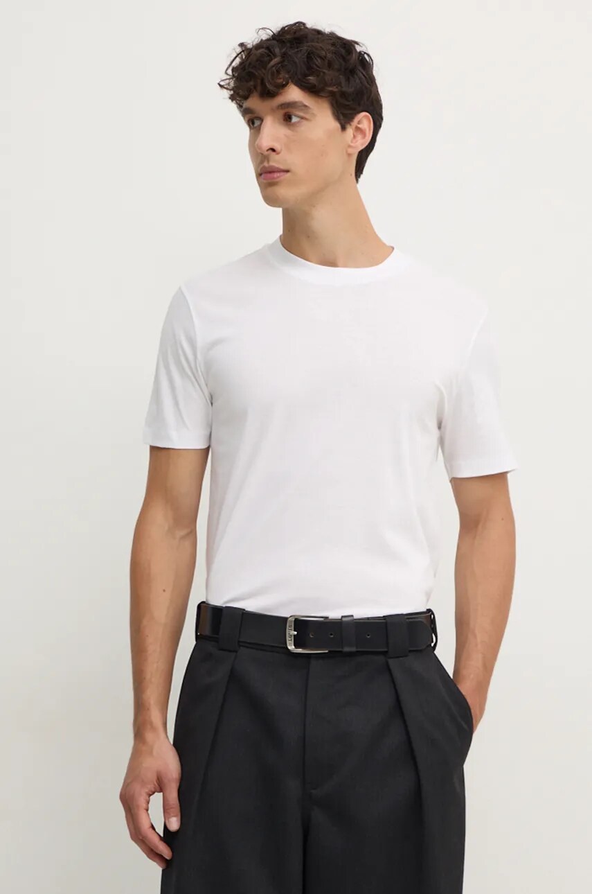 BOSS tricou din bumbac barbati, culoarea alb, neted, 50523931