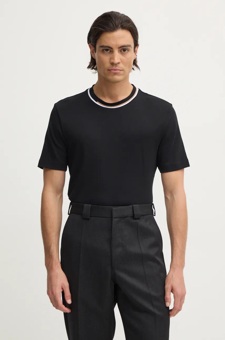 BOSS tricou din bumbac barbati, culoarea negru, neted, 50530089