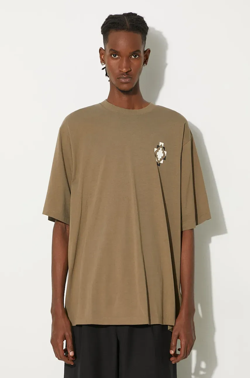 Marcelo Burlon tricou din bumbac Bandana Cross Over Tee barbati, culoarea verde, cu imprimeu, CMAA054F24JER0026E6F