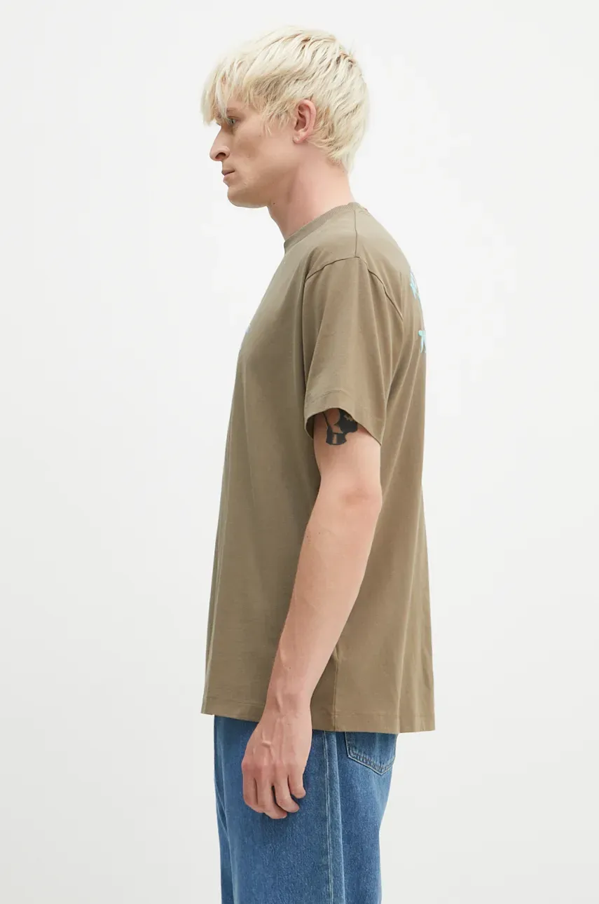 Хлопковая футболка Marcelo Burlon Vintage Logo Basic Tee мужская цвет зелёный с принтом CMAA056F24JER0066E4D Хлопковая футболка Marcelo Burlon Vintage Logo Basic Tee мужская цвет зелёный с принтом CMAA056F24JER0066E4D
