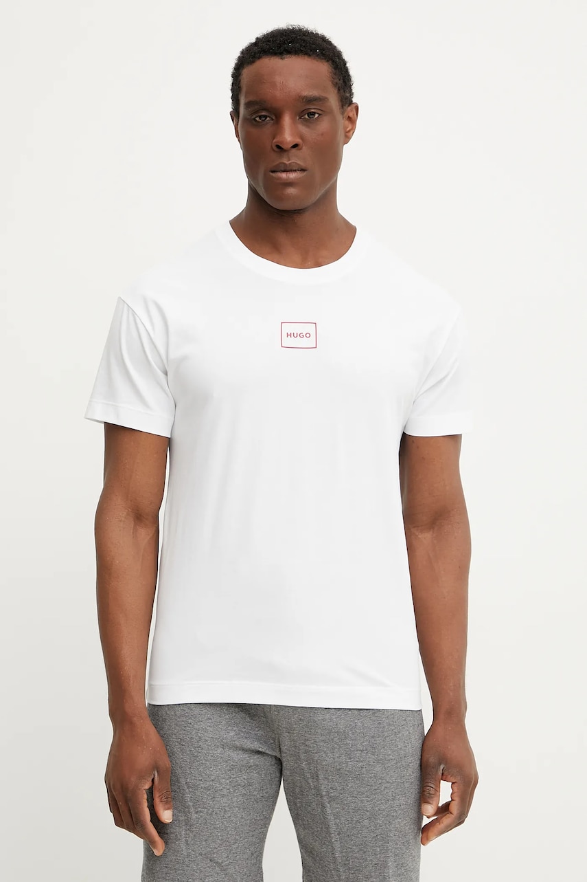 HUGO tricou lounge culoarea alb, cu imprimeu, 50525236