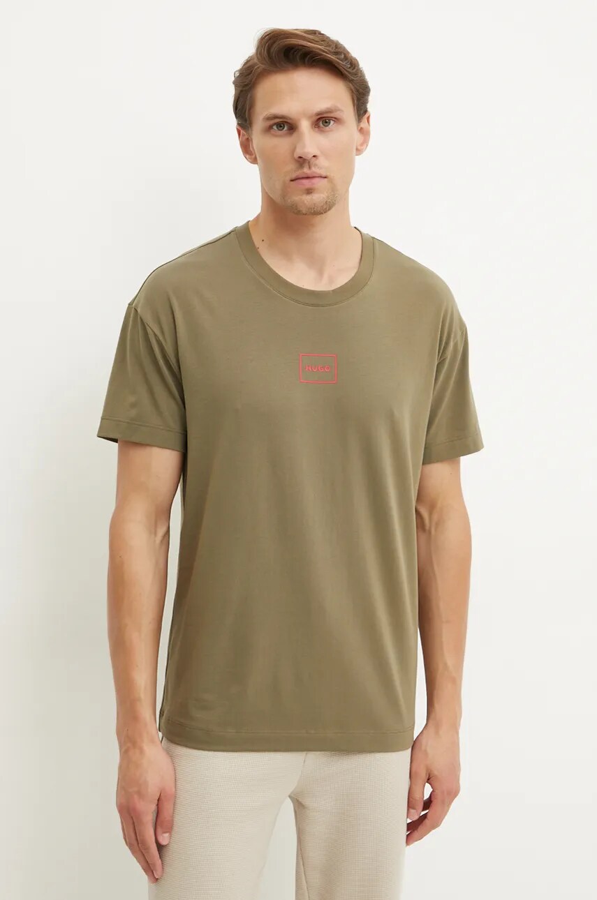 HUGO tricou lounge culoarea verde, cu imprimeu, 50525236