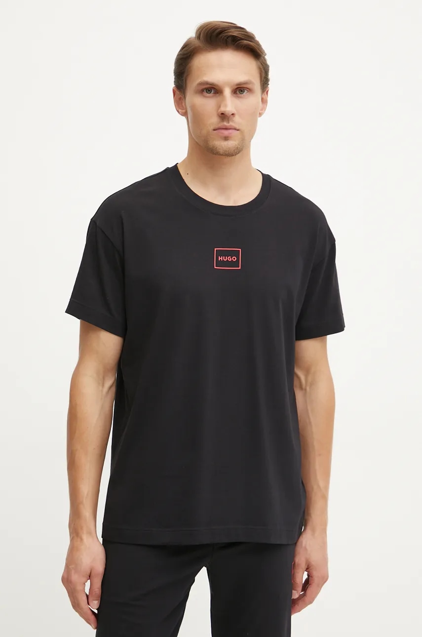 HUGO tricou lounge culoarea negru, cu imprimeu, 50525236