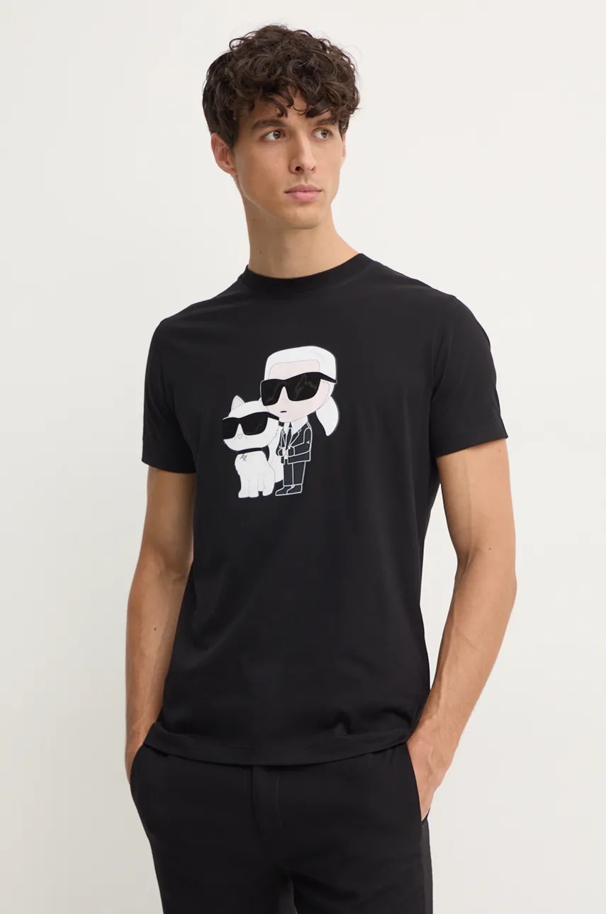Karl Lagerfeld tricou din bumbac barbati, culoarea negru, cu imprimeu, 544241.755061