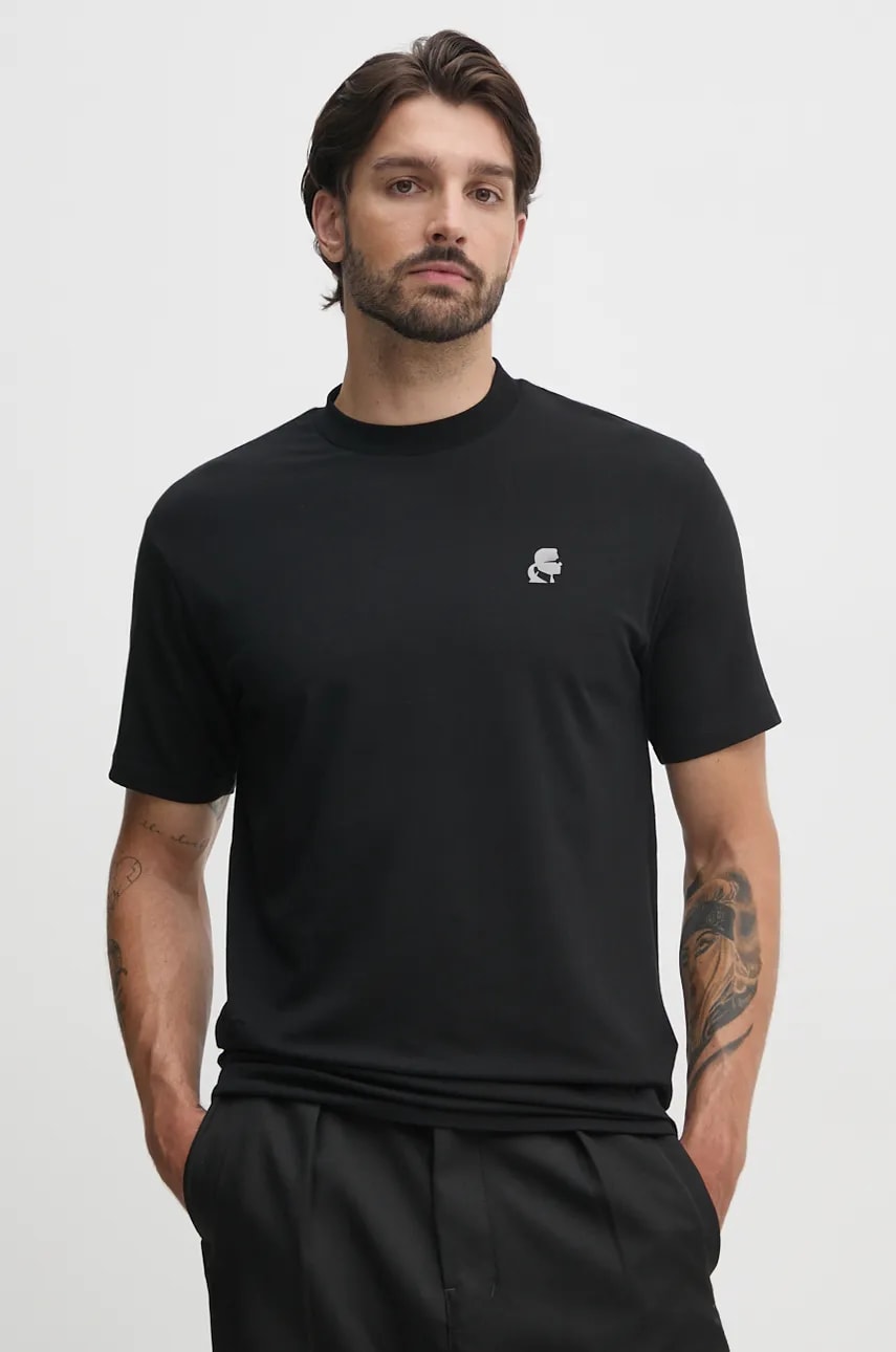 Karl Lagerfeld tricou barbati, culoarea negru, cu imprimeu, 544221.755124