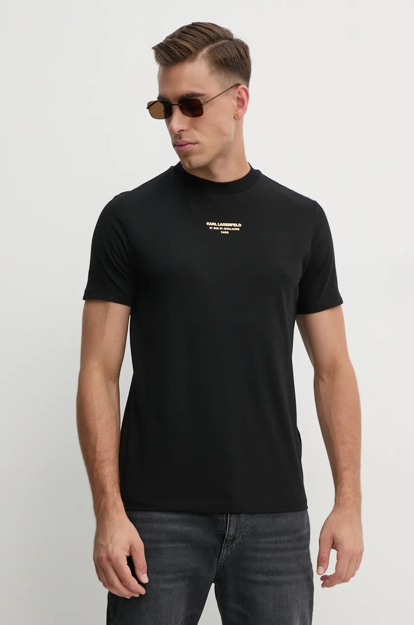 Karl Lagerfeld tricou barbati, culoarea negru, cu imprimeu, 544221.755054