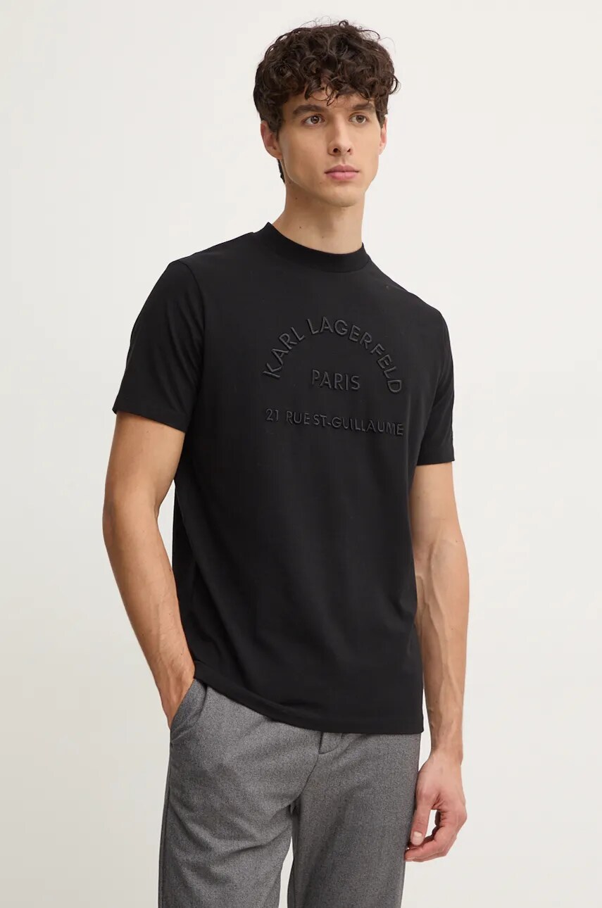 Karl Lagerfeld tricou barbati, culoarea negru, cu imprimeu, 544221.755050