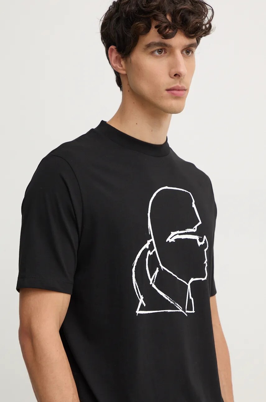 Karl Lagerfeld tricou din bumbac barbati, culoarea negru, cu imprimeu, 544225.755442