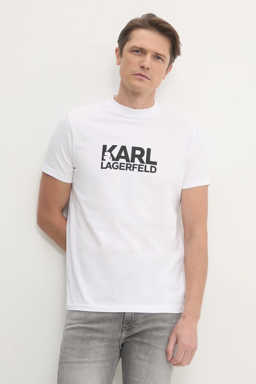 Karl Lagerfeld tricou barbati, culoarea alb, cu imprimeu, 544235.755087