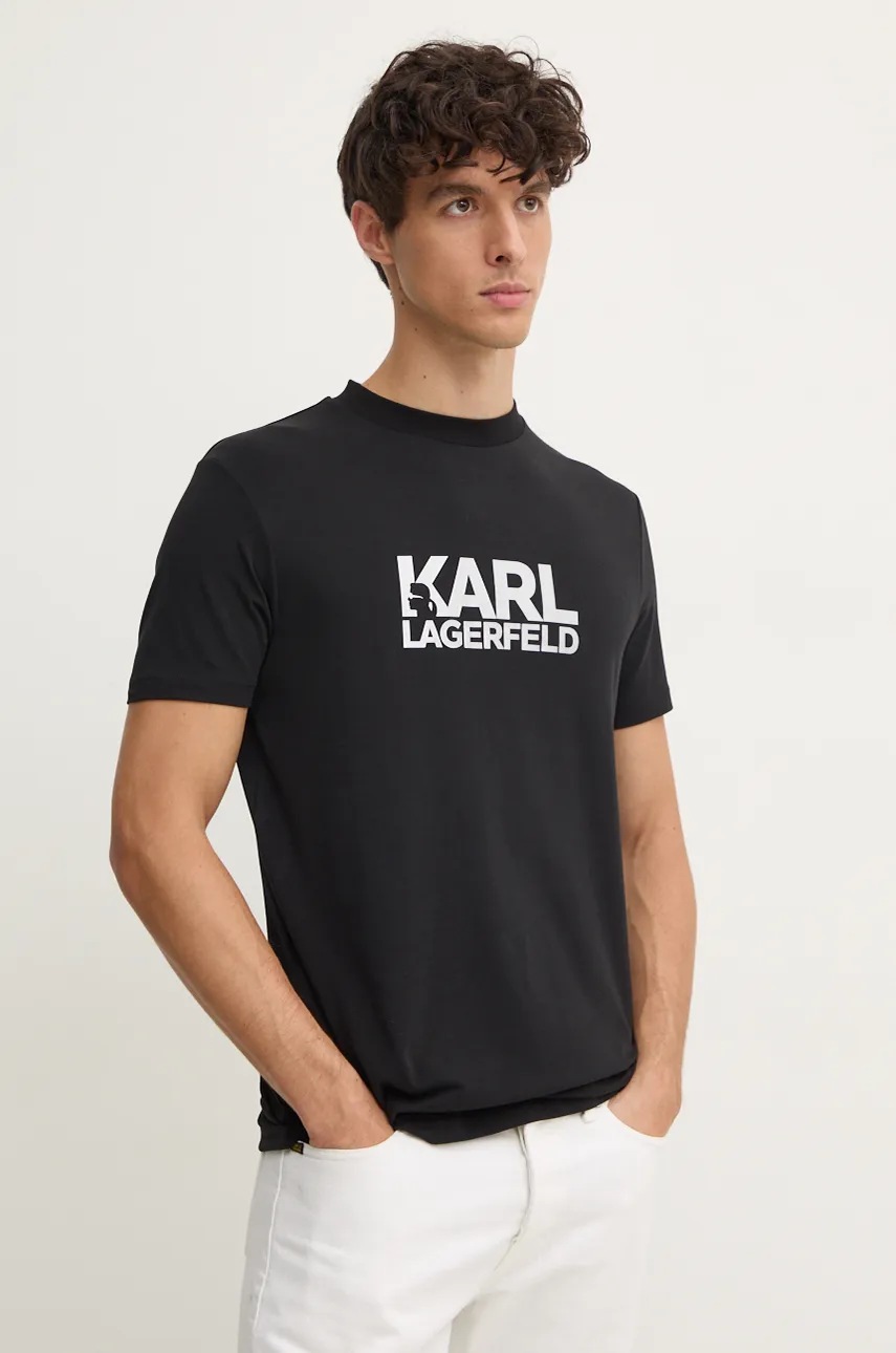 

Тениска Karl Lagerfeld в черно с принт 544235.755087, Черен