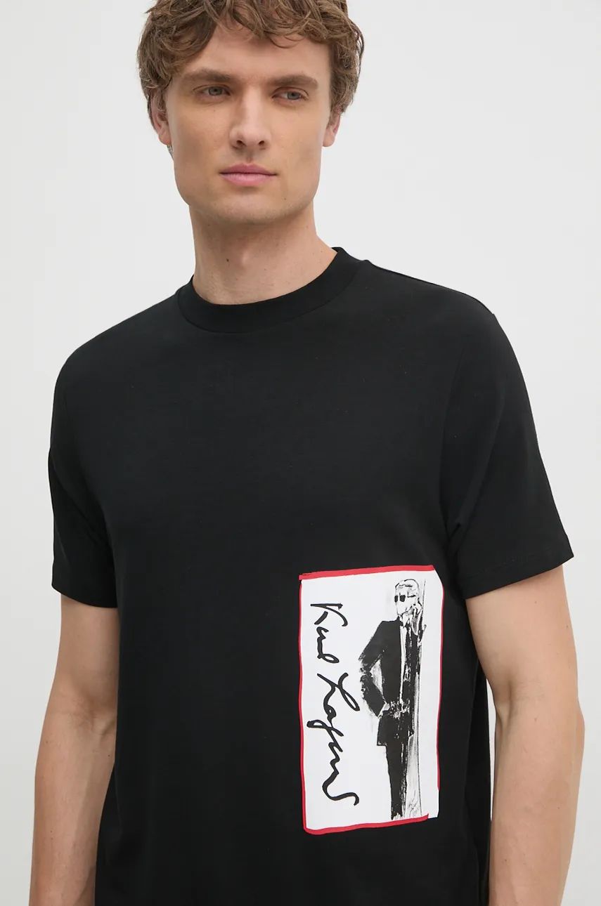 Karl Lagerfeld tricou barbati, culoarea negru, cu imprimeu, 544221.755083