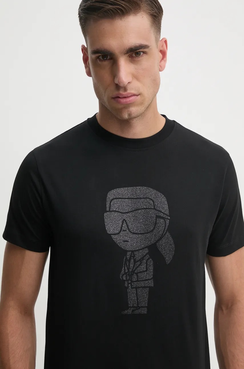 

Памучна тениска Karl Lagerfeld в черно с принт 544242.755066, Черен