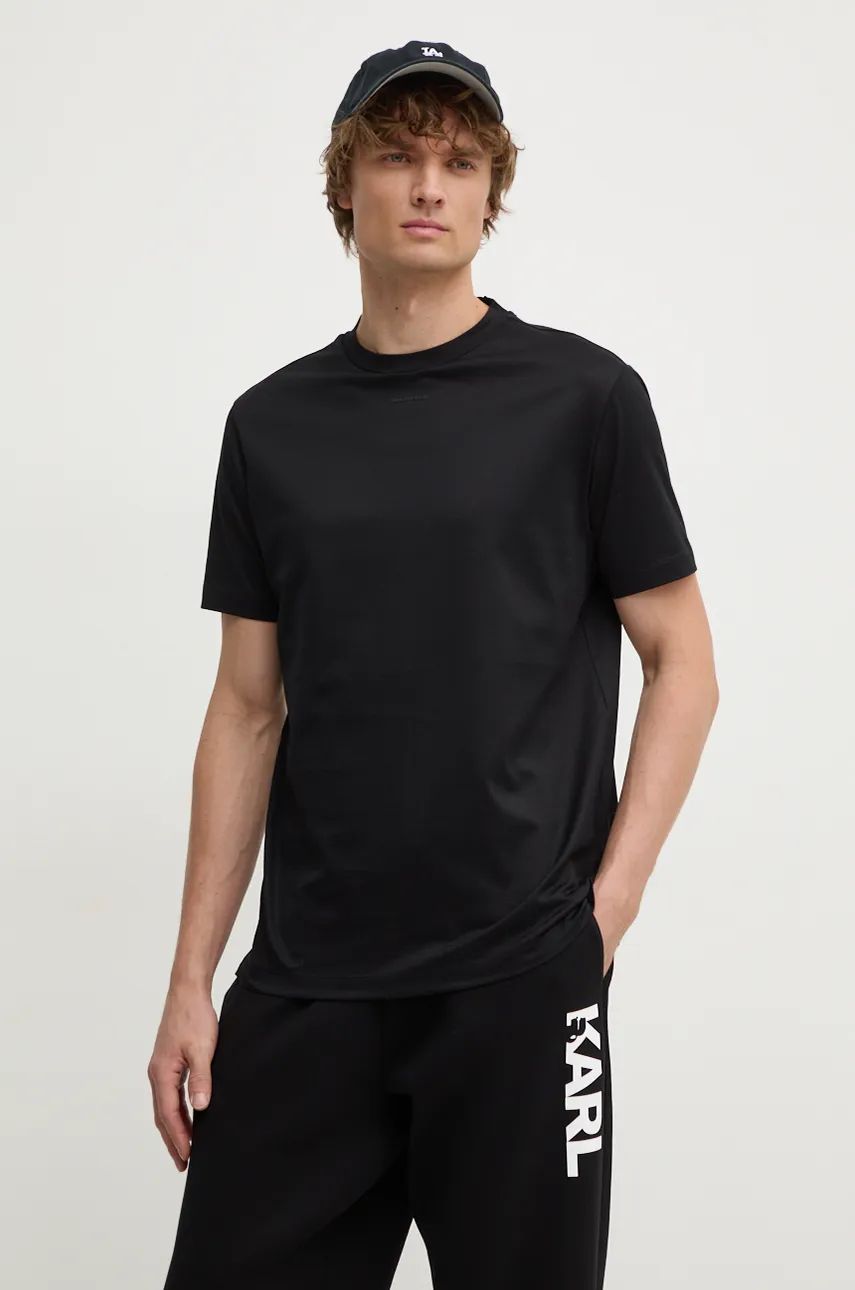 Karl Lagerfeld tricou din bumbac barbati, culoarea negru, neted, 544275.755015