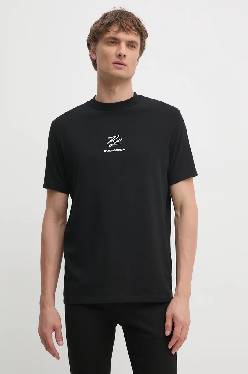 Karl Lagerfeld tricou barbati, culoarea negru, cu imprimeu, 544221.755035