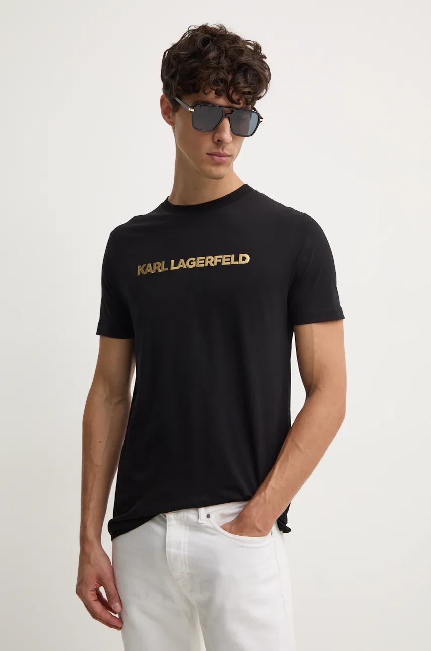 

Тениска Karl Lagerfeld в черно с изчистен дизайн 544242.755065, Черен